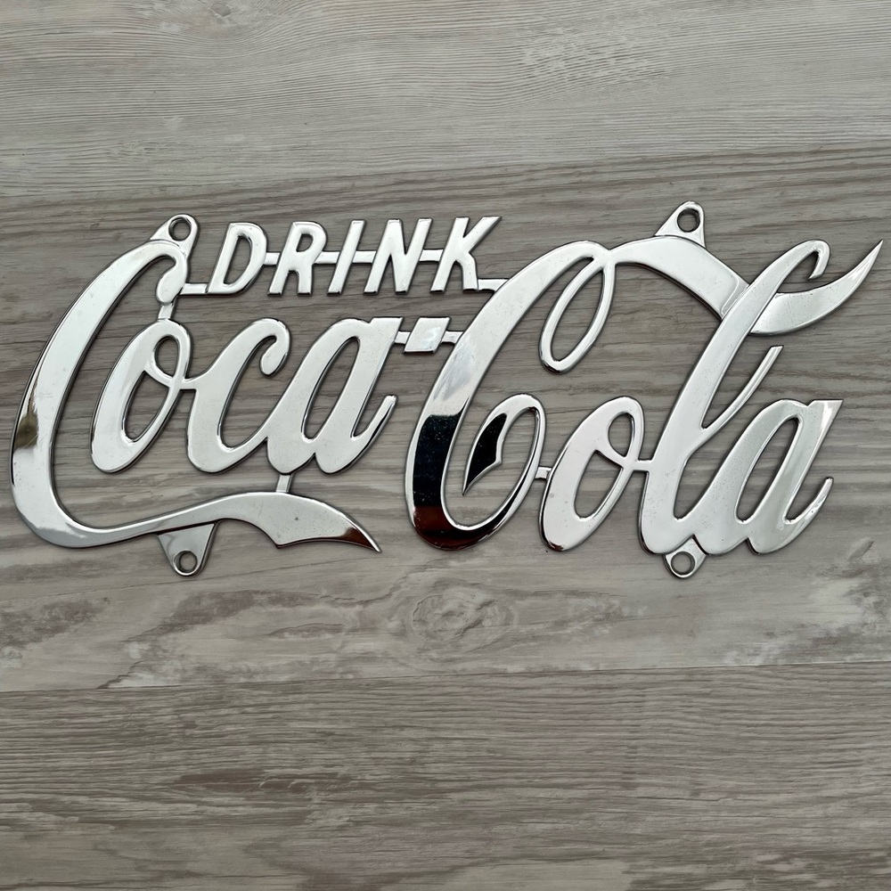 Coca-Cola License Plate.  Chrome, great condition